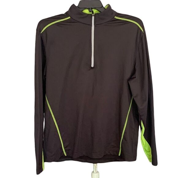 Walter Hagen Other - Walter Hagen Black Neon Green Trim 1/2 Zip Pullover Sz L